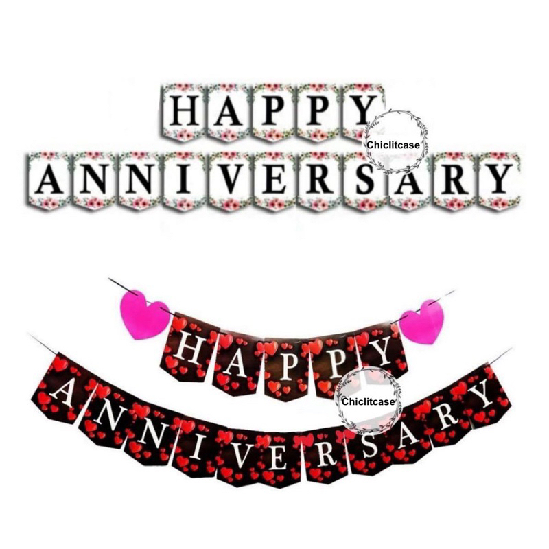 banner tulisan happy anniversary birthday