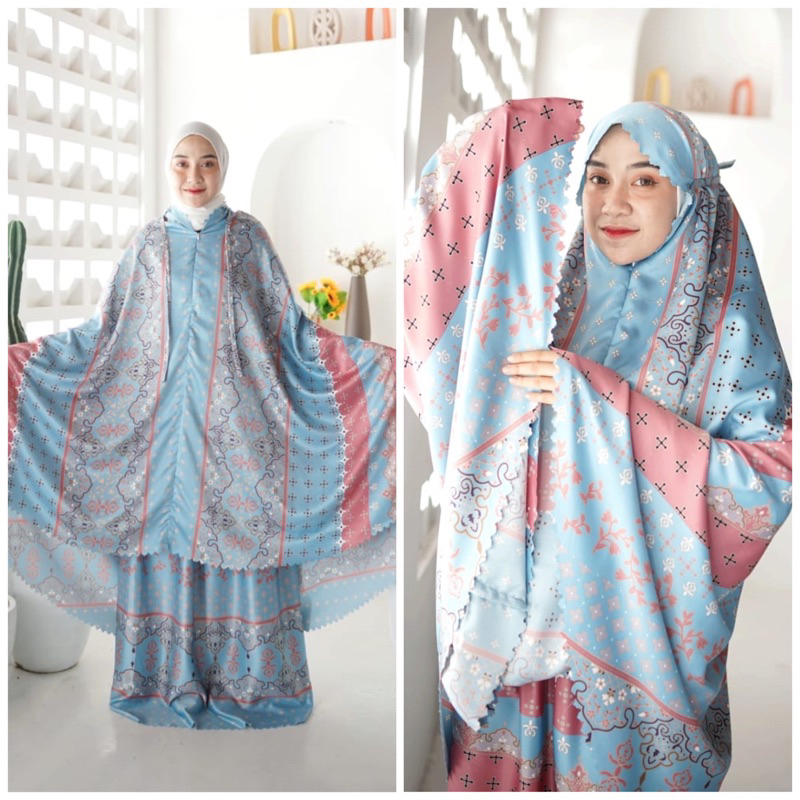 MUKENA MOTIF ARMANY SILK LASER CUT 2 in one