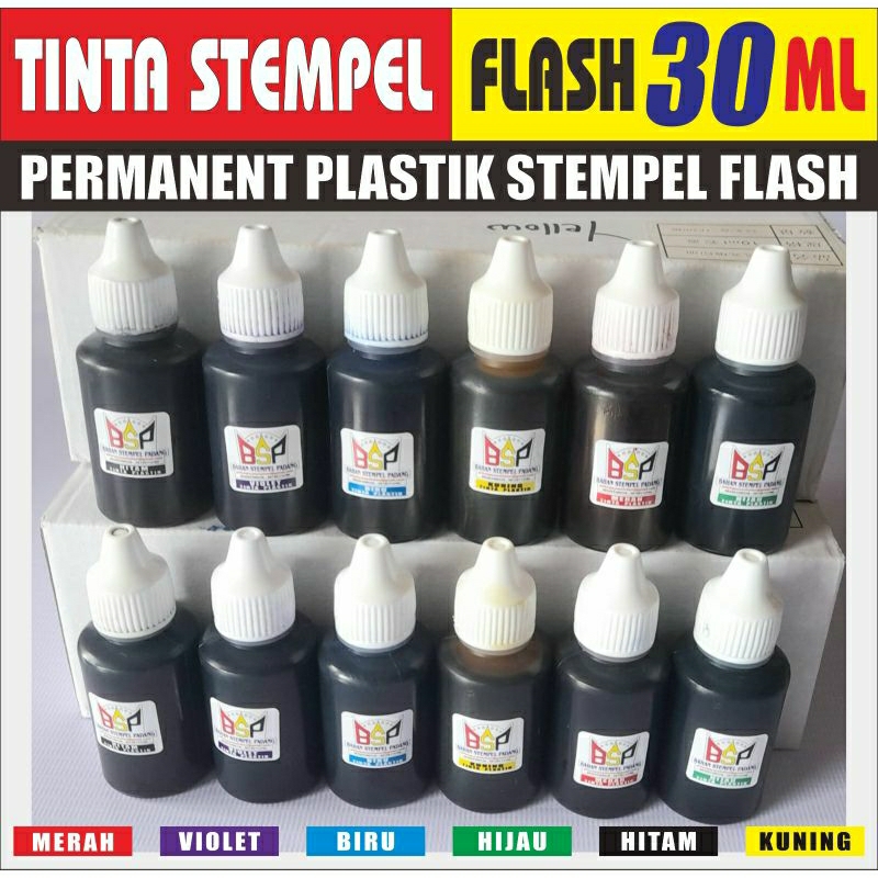 

TINTA STEMPEL FLASH PERMANENT PLASTIK 30 ML 6 WARNAPILIHAN
