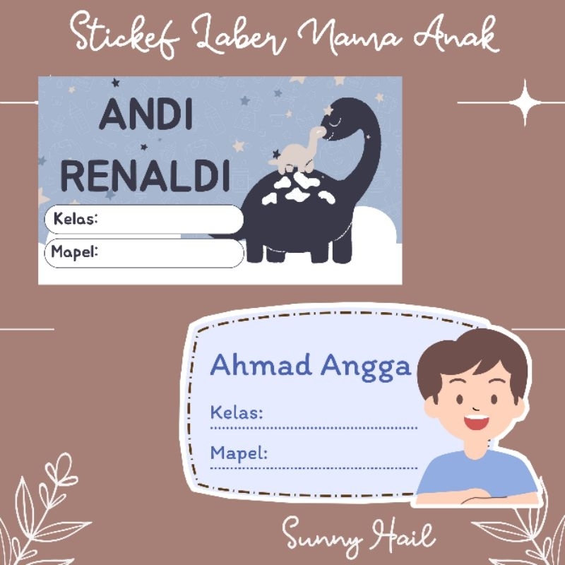 Sticker Glossy Label Nama Anak | Sticker Label Sekolah Untuk anak