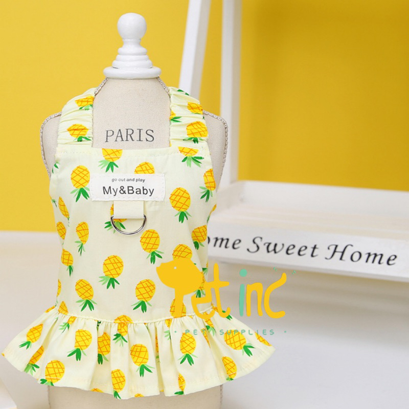 Summer fruit korea dress with leash connector