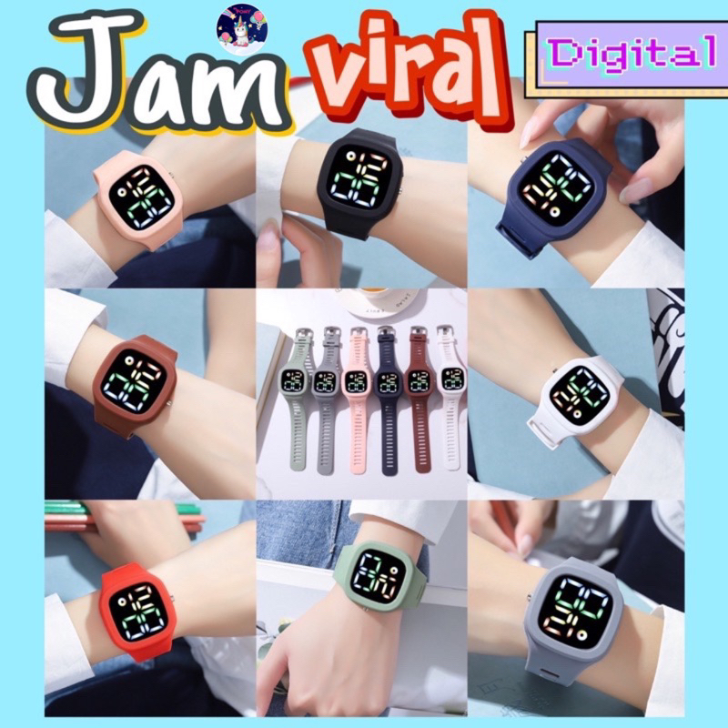 Jam Tangan Viral LED Digital Laki Wanita Tahan Air Rubber Fashion Watch