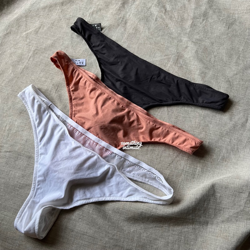 H&M / SCHIESSER Solace Pampelune Organic Cotton Lace Brazillian Panty Thong Gstring Seamless Lace Pa