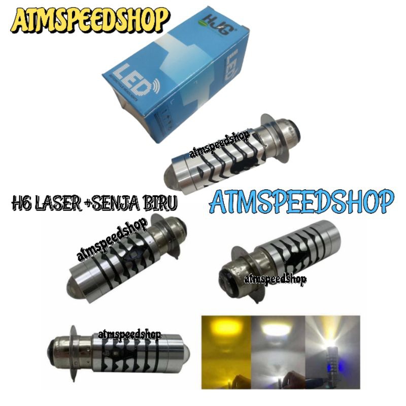 Lampu Utama LED HJG H6 Laser jauh dekat putihkuning plus senja biru HJG H6 Senja Biru