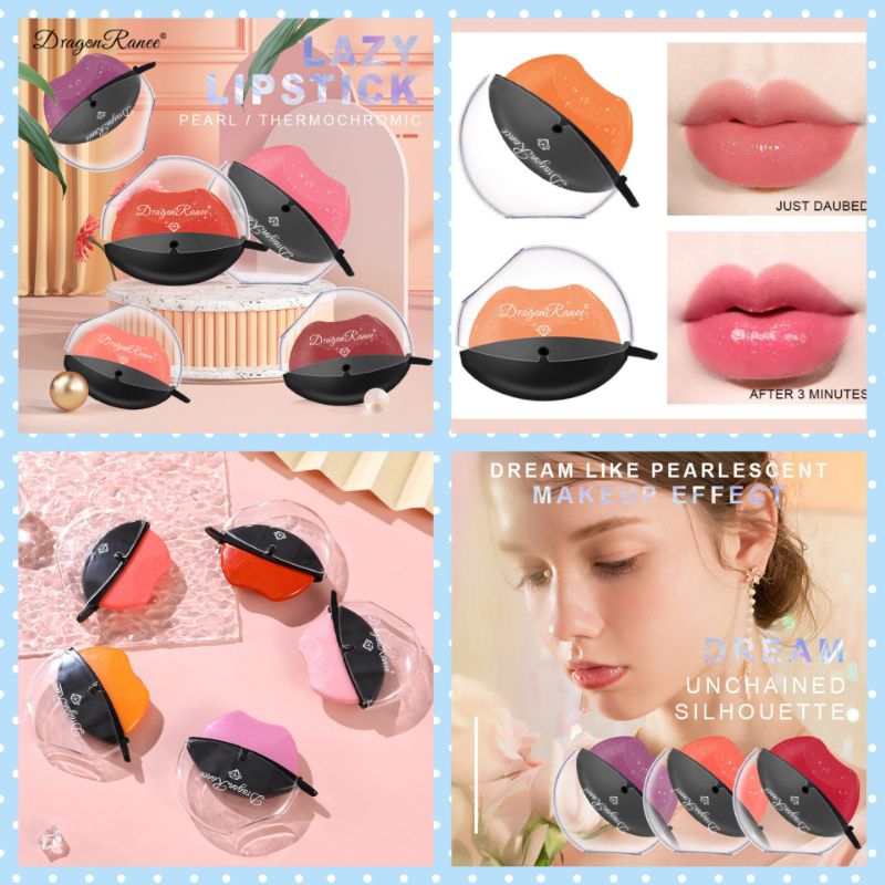 Lazy Lip Pearly Fine Glitter Lipstik Moisturizing Change Color Lipstik Model Bibir Rubah Warna Dragon Ranee Original