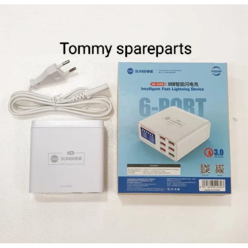USB ADAPTOR CHARGER SUNSHINE SS-304Q 6 PORT USB QC3.0 FAST CHARGING SS-304Q