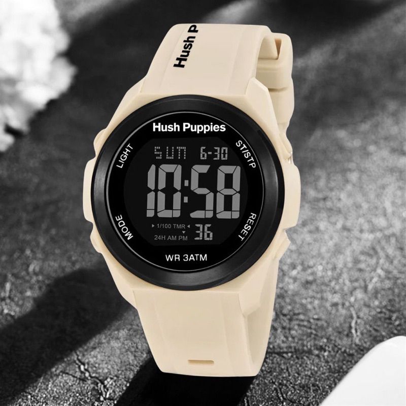 (Terima Cod)Jam Tangan Wanita Hushpuppies 2109 Digital Bulat Anti Air Strap Rubber/Karet(Dikirim Jakarta)