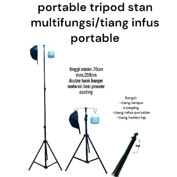 Tiang lampu camping / tiang tripod portable / Tiang infus portable stan / tiang lampu outdoor