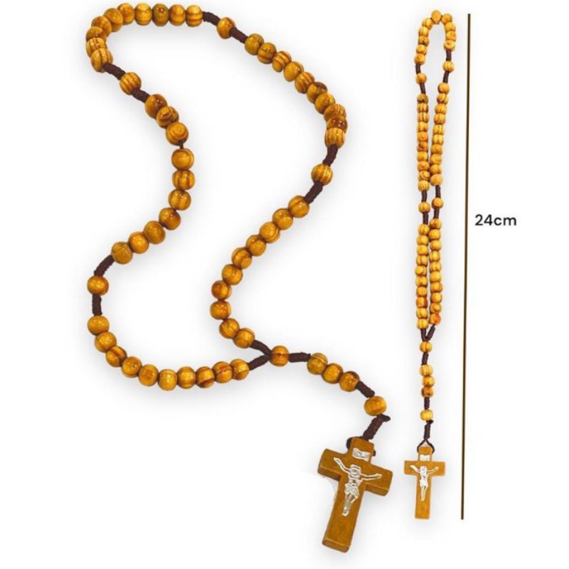 Rosario Kayu Bulat 8mm (2655) - Rosario - Rosario Kayu Salib - Kalung Rosario