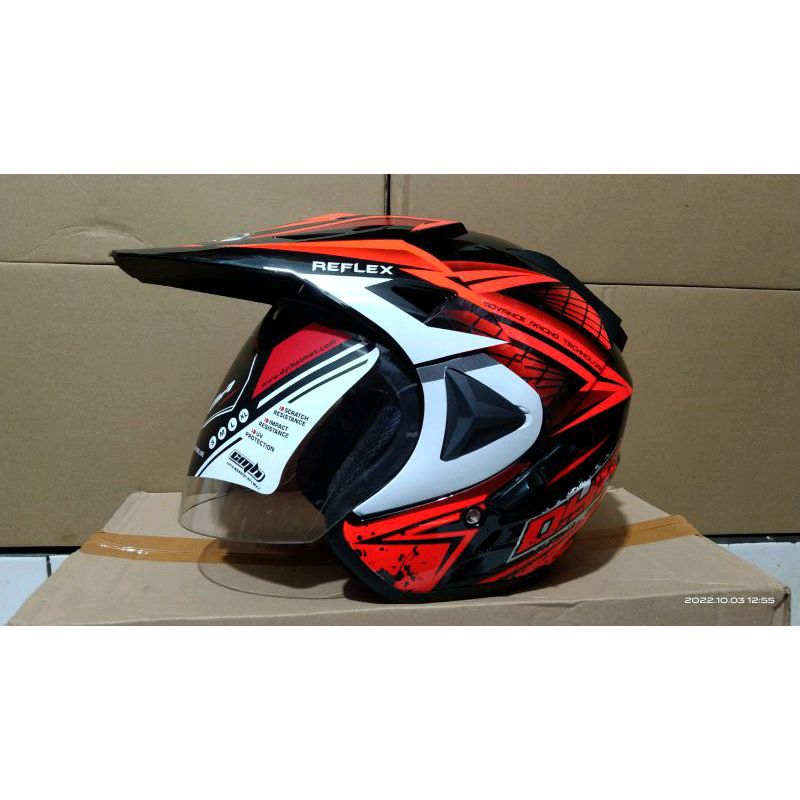 promo helm semi cross black orange
