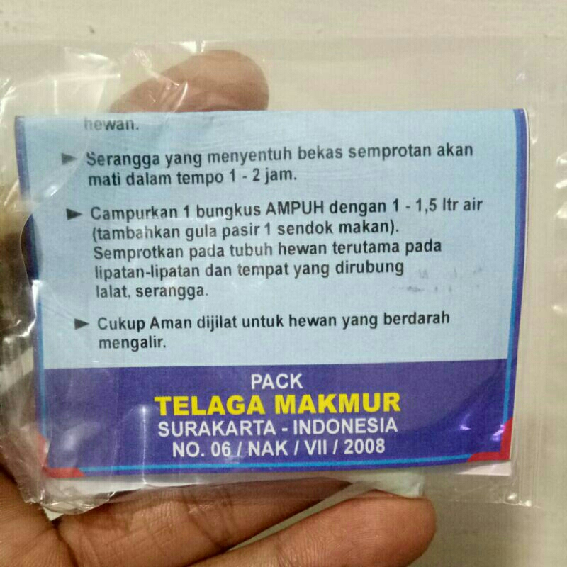 AMPUH SUPER pembasmi Serangga Lalat Nyamuk Kecoa Semut Tinggi Tumo dan Pinjal Pada Hewan