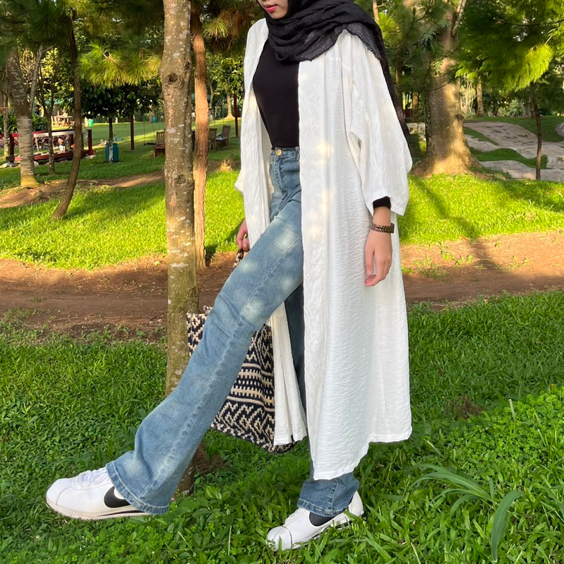 NOORKY “Celeste” Crinkle Long Outer / Batwing lengan kelalawar crincle crinkel krinkel krinkle kimono