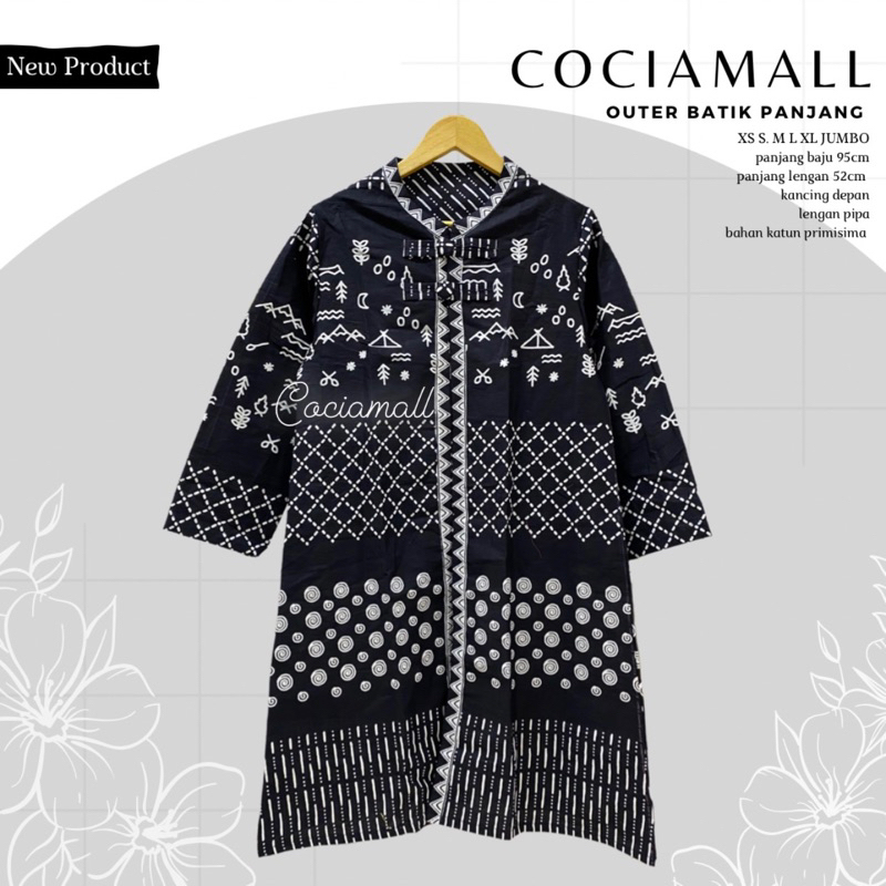 Mulan Outer Bolero Vest Batik Kerja Wanita Modern Jumbo Lengan Panjang Bahan Katun Halus Solo