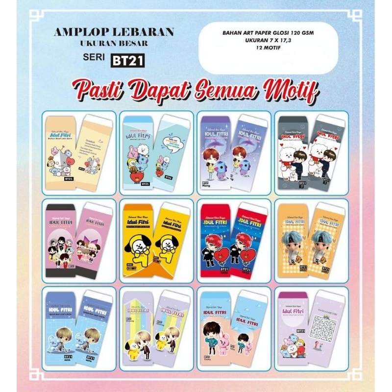 

amplop BT21 amplop thr unik lucu angpao amplop lebaran besar