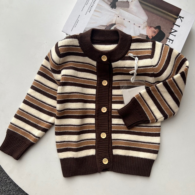 cardigan knit anak stripe | cardigan knit sweater rajut anak peremuan dan laki-laki