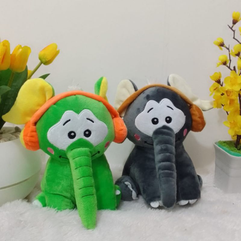 Boneka Gajah Lucu Headset Pisang Halus dan Lembut