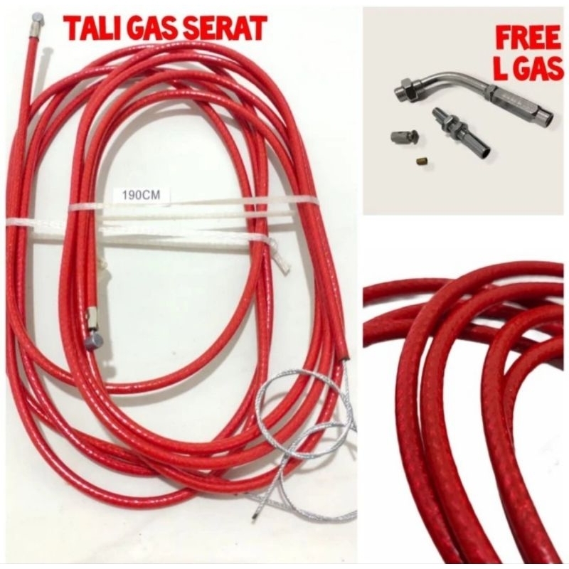 Tali gas spontan/ tali gas serat ukuran 190cm universal gratis L gas