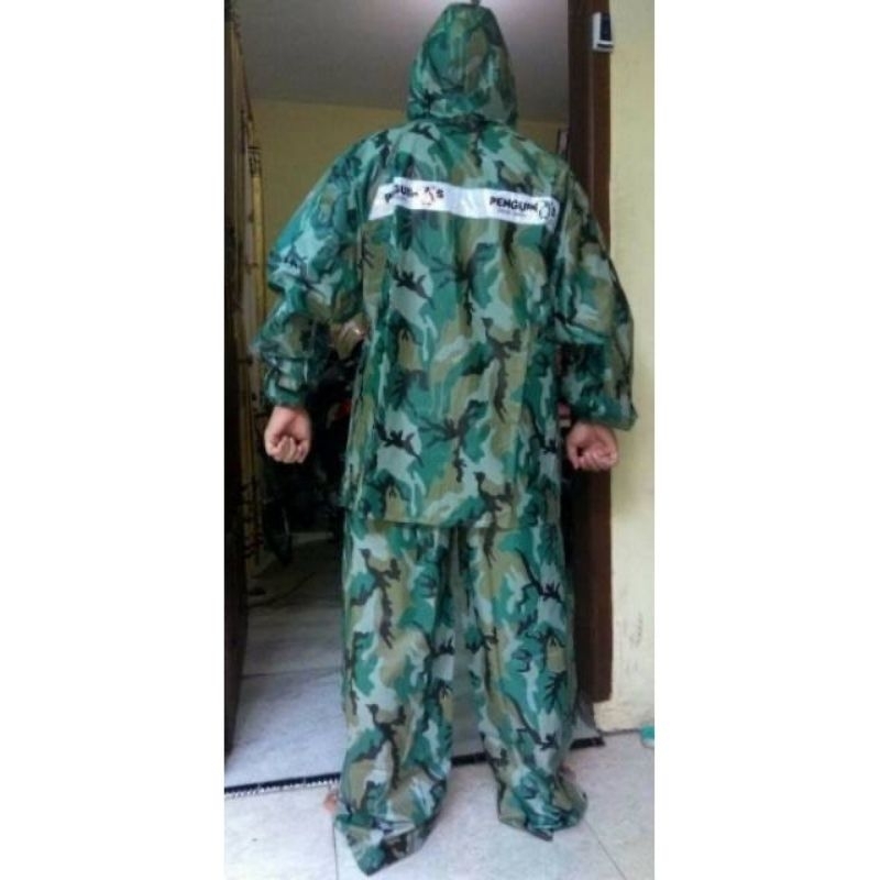 Jas Hujan Jaket Celana Penguin's doreng TNI jas Hujan setelan Jumbo xxl PVC KARET
