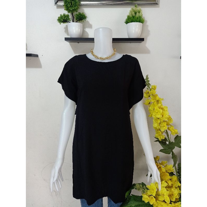 Blouse/atasan wanita/lengan pendek/hitam/polos.PREMIUM