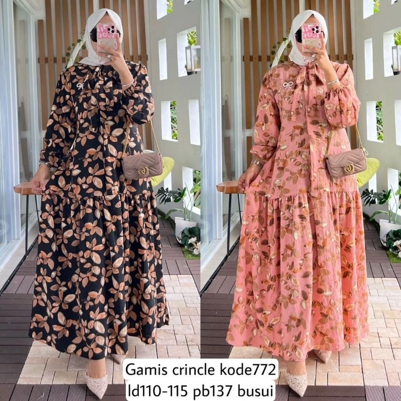 Gamis Busui Muslim Wanita Katun Airflow Adem Floral Bunga