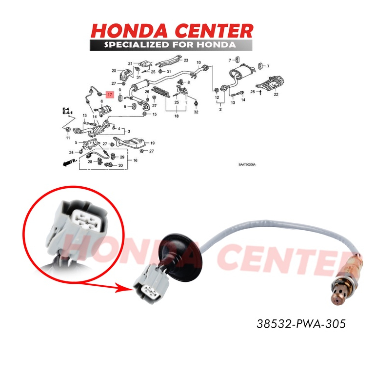 sensor oxygen sensor oksigen oxigen 02 s2 gas buang  honda jazz gd3 2004 2005 2006 2007 city gd8  2003-2007- 36532-PWA-G01