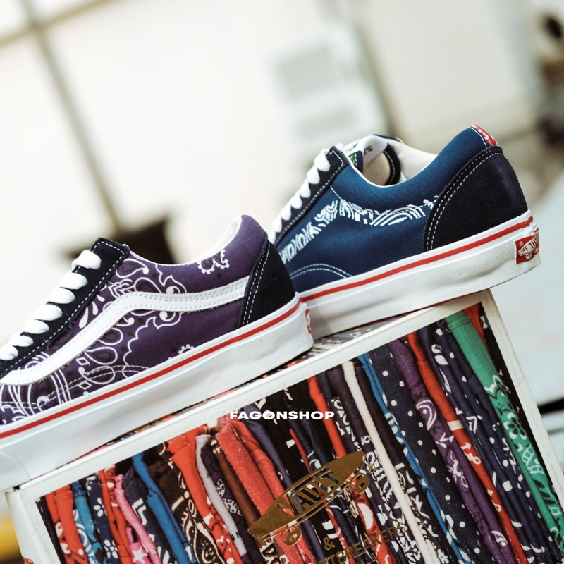 VANS OLDSKOOL VAULT OG LX X BEDWIN HEADQUARTERS DRESS BLUE BANDANA MULTI ORIGINAL 100%