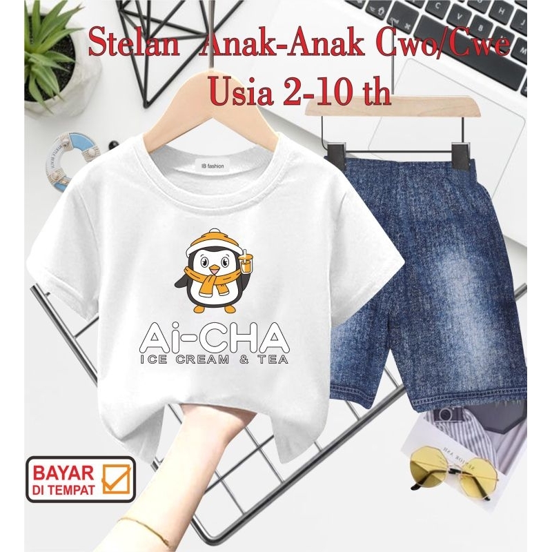 ((IB))SETELAN ANAK2 UNISEX SEMI JEANS/AI-CHA DIGITAL SABLON