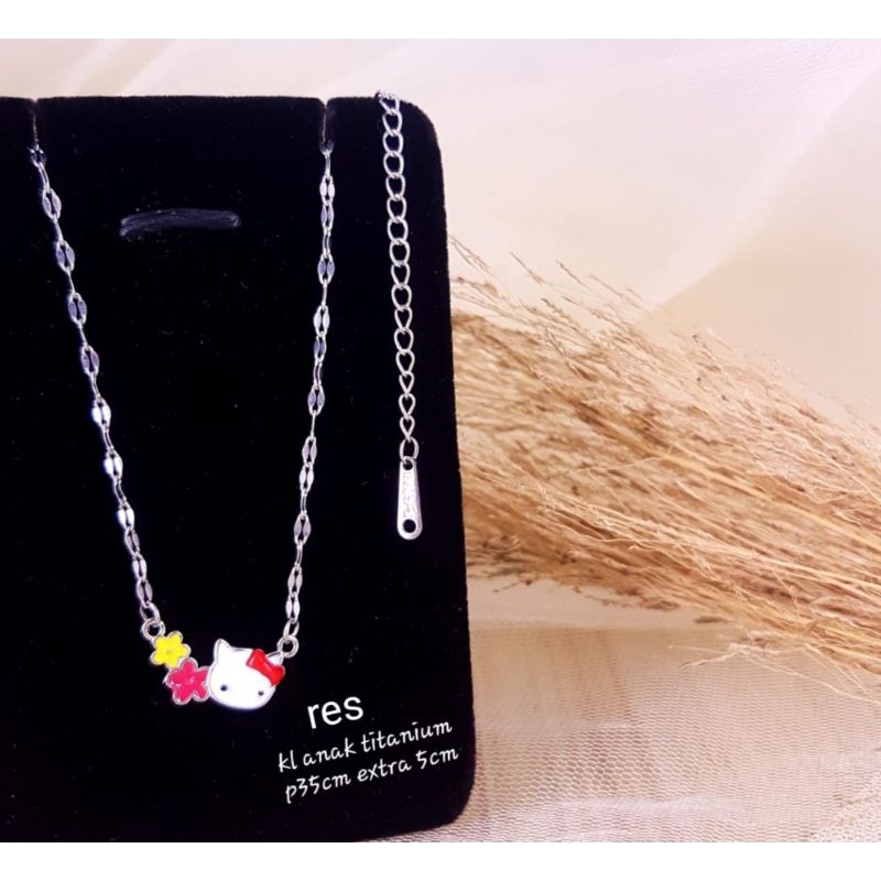 Kalung titanium anak dan remaja, panjang 35cm+5cm rantai tambahan,bisa dipakai harian dan dipakai mandi