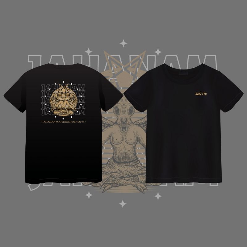 KAOS DISTRO CUSTOM DESAIN JAHANAM BAHAN COTTON COMBED 24'S ( OPENPO )
