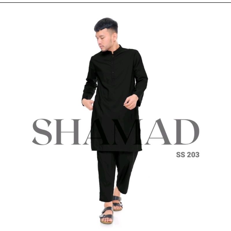 Setelan Gamis Pria Polos Katun Polyester, Atasan dan Celana, Tersedia Ukuran S hingga XXL
