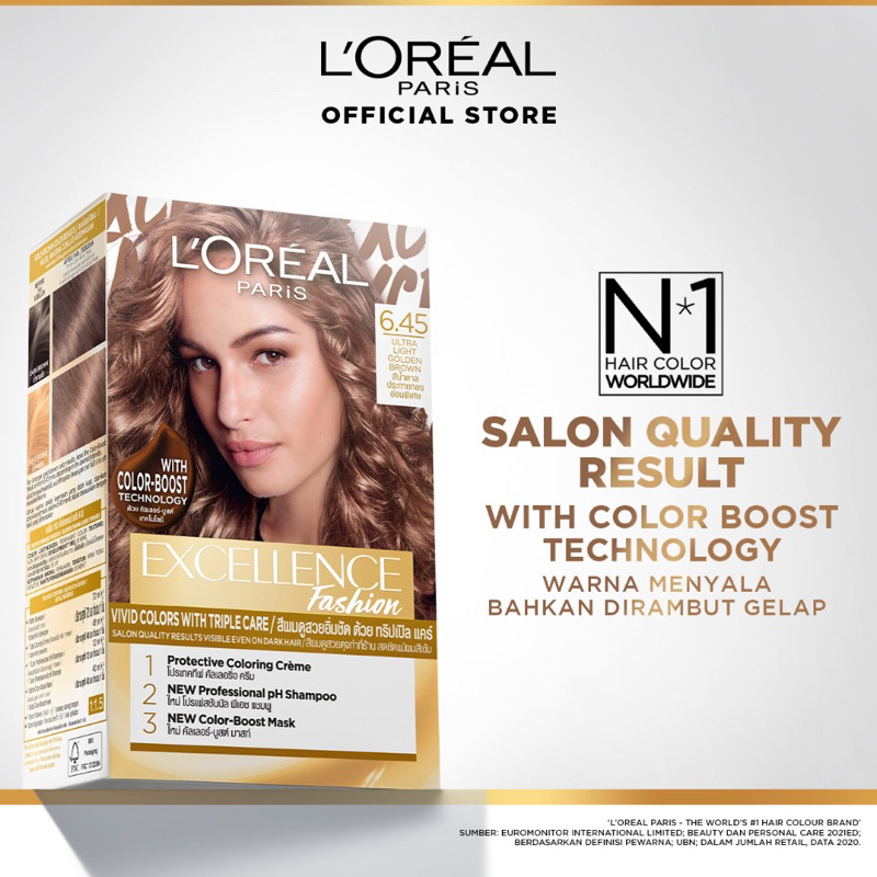 L'Oreal Paris Excellence Fashion Ultra Light Hair Color #02 Golden Brown - Pewarna Rambut Permanen