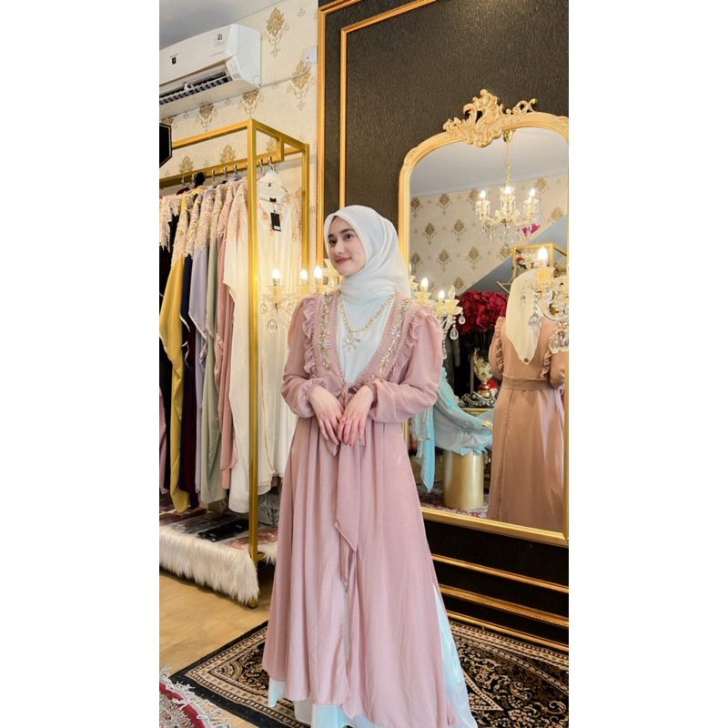 READY STOCK KAYLA DRESS FREE MANSET DAN TURBAN
