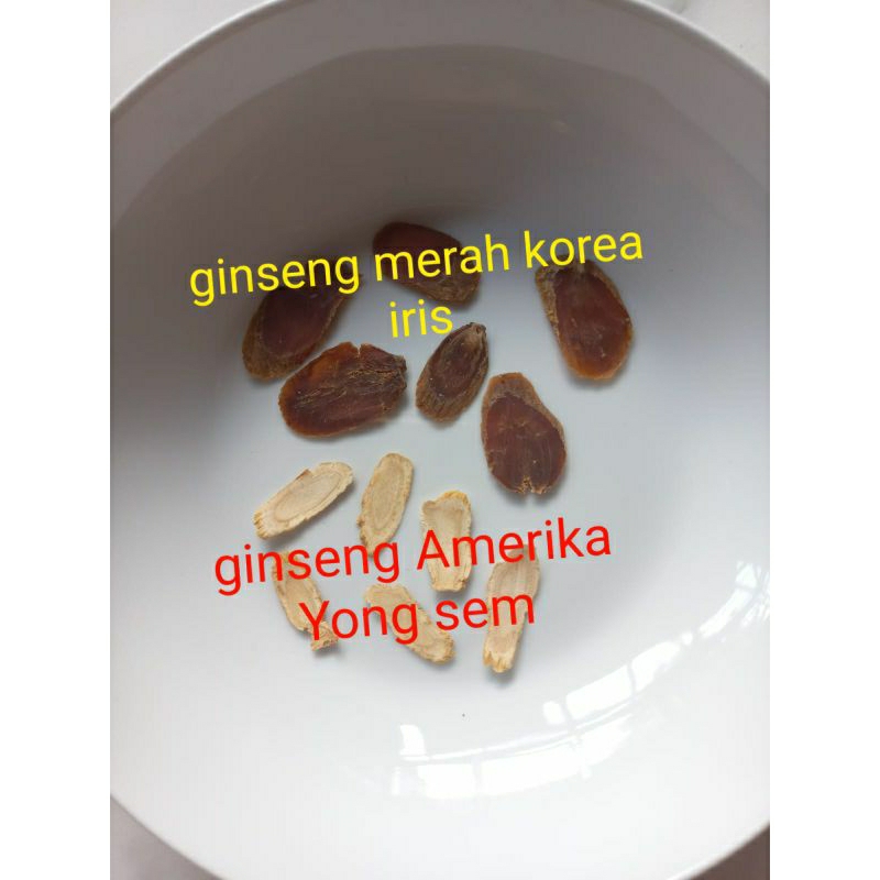 

Ginseng Merah Korea iris 6pcs dengan Ginseng Amerika Yong Sem 6pcs