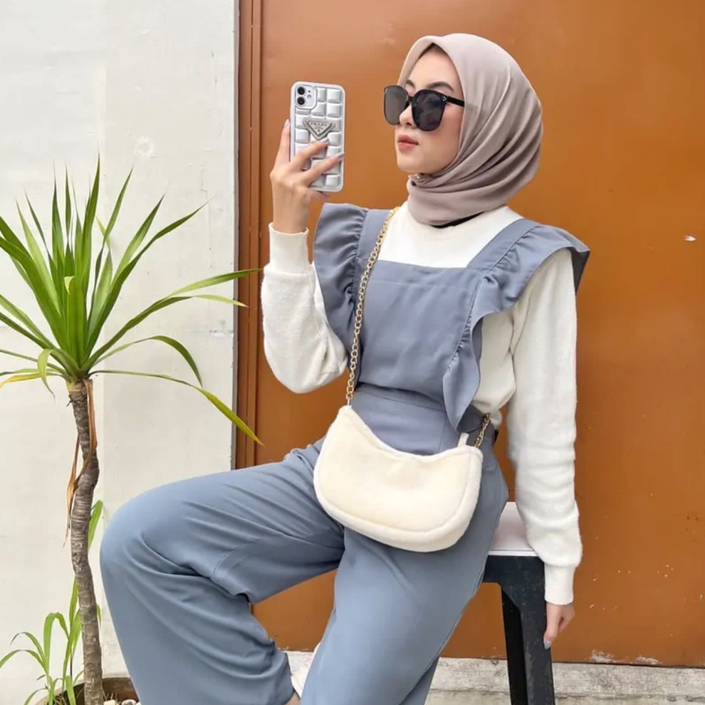 BERLIN JUMPSUIT KRIWIL OVERAL SET WANITA CRINCLE AIRFLOW PREMIUM (DBY)