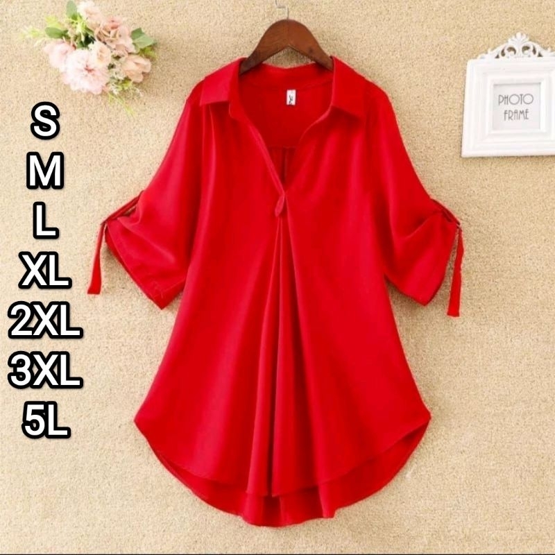 PREMIUM SERIES AINUN BLOUSE POLOS BIG SIZE S M L XL XXL XXXL 5L ATASAN OVER SIZE JUMBO KERJA WANITA