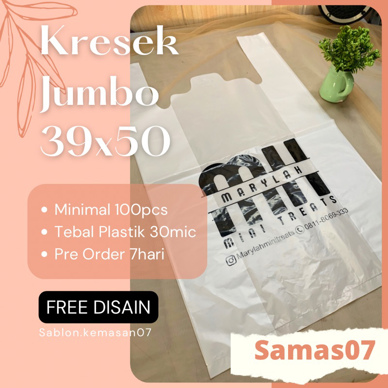 kresek jumbo 39x50 sablon 100pcs 1 warna