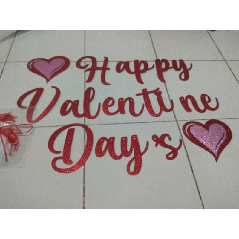 garland happy valentine's Day merah gliter 2m