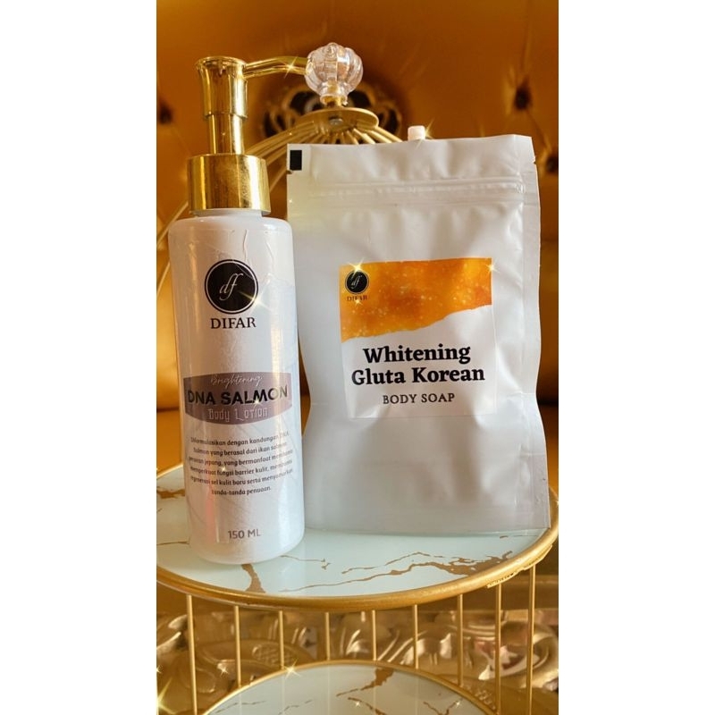 Brightening DNA SALMON BODY LOTION + Whitening Gluta Korean Body Soap