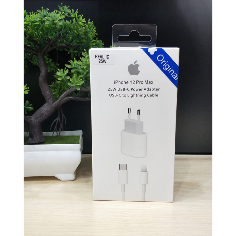 CHARGER 25W REAL IC FOR LIGHTNING LENGKAP ADAPTOR BERAT FULL IC + KABEL SET LENGKAP TINGGAL PAKAI