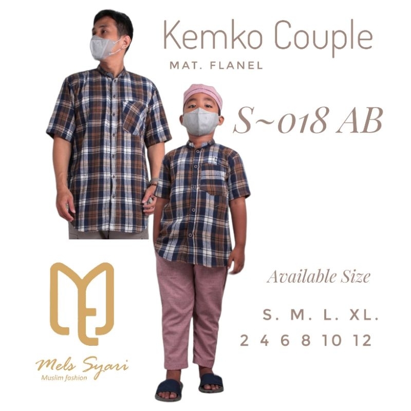 Koko Couple Flannel Biru/ S-018/ Mels Syari
