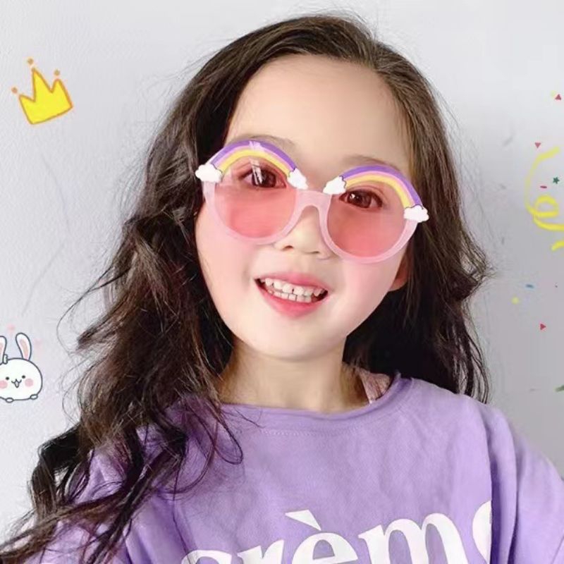 Kacamata Anak Rainbow Bulat Kacamata Pelangi Lucu Trendy Kacamata Hitam Anak