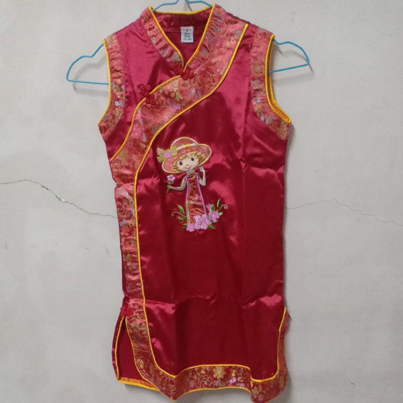 dress anak merah cheongsam strawberry shortcake sz 10