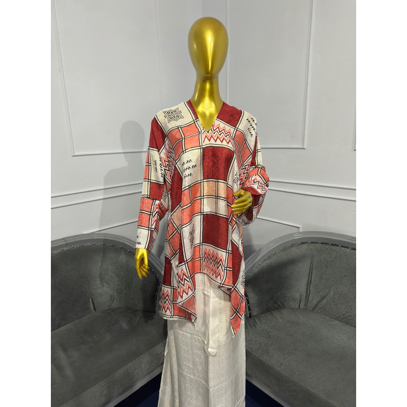 FADILLAH SUTERA - Set Tunik Batik Viscose Aksara Lontara Khas Bugis Sengkang,Makassar (Atasan & Bawa