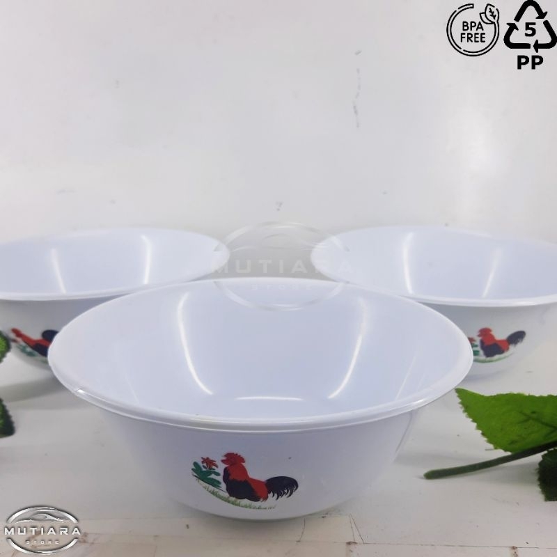 Mangkok Ayam Jago Plastik | PP Anti Pecah Tahan Lama | Mangkuk makan | Bubur | Soto | Mie