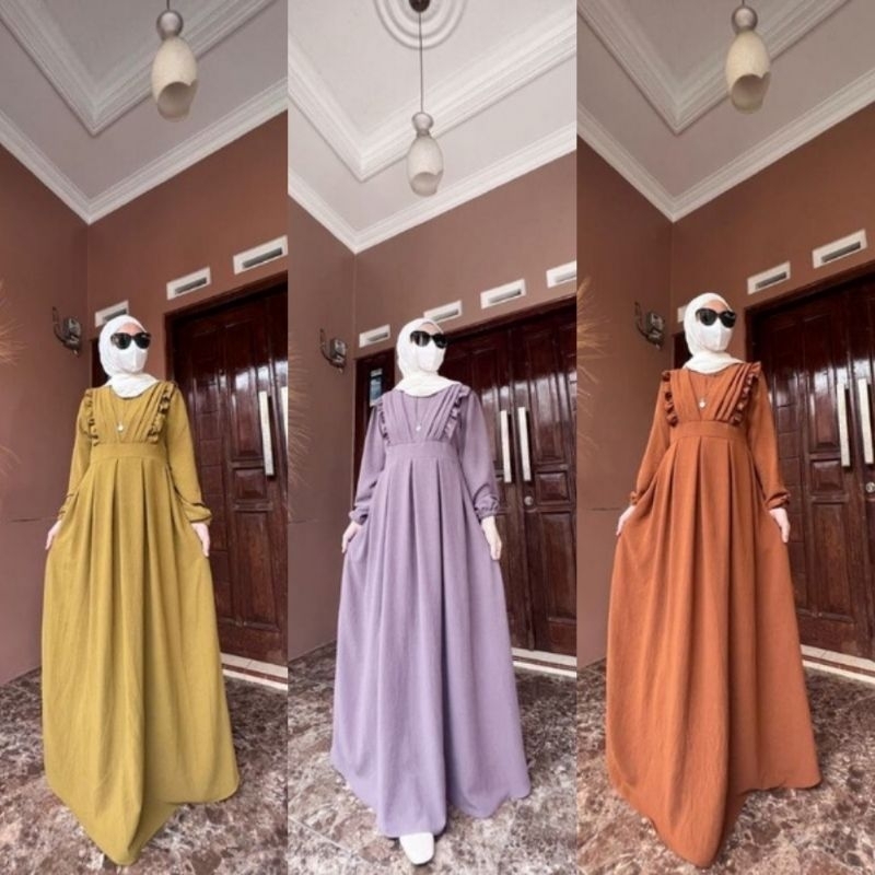 Rayana Rempel Bahan Crinkle Busui Jumbo | Gamis Murah Original Product