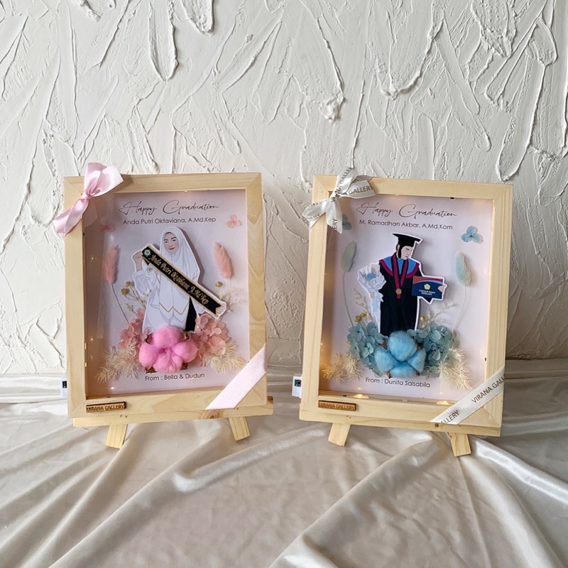 Custom Bingkai Kado Ultah / Wisuda / Anniversary gambar ilustrasi wajah kartun