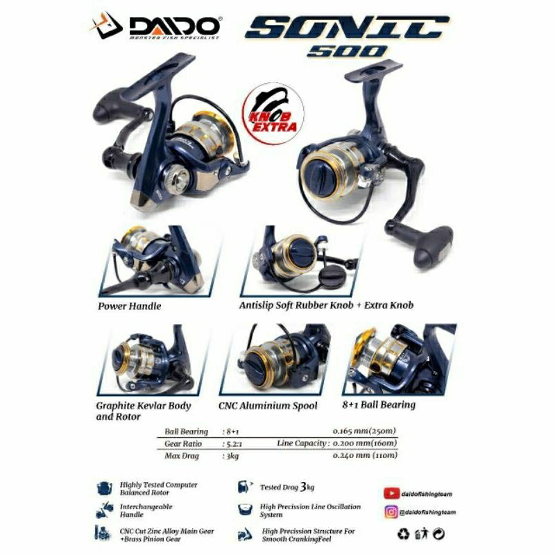 REEL PANCING DAIDO SONIC 500 POWER HENDEL MURAHH