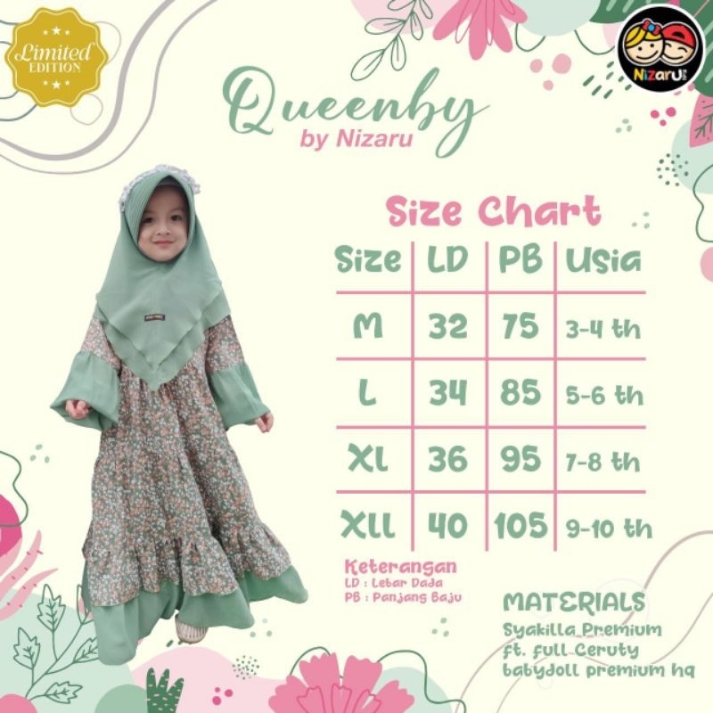 GAMIS ANAK QUEENBY by Nizaru/Gamis anak