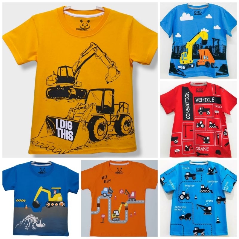 Baju kaos anak laki laki EXCAVATOR ORANGE