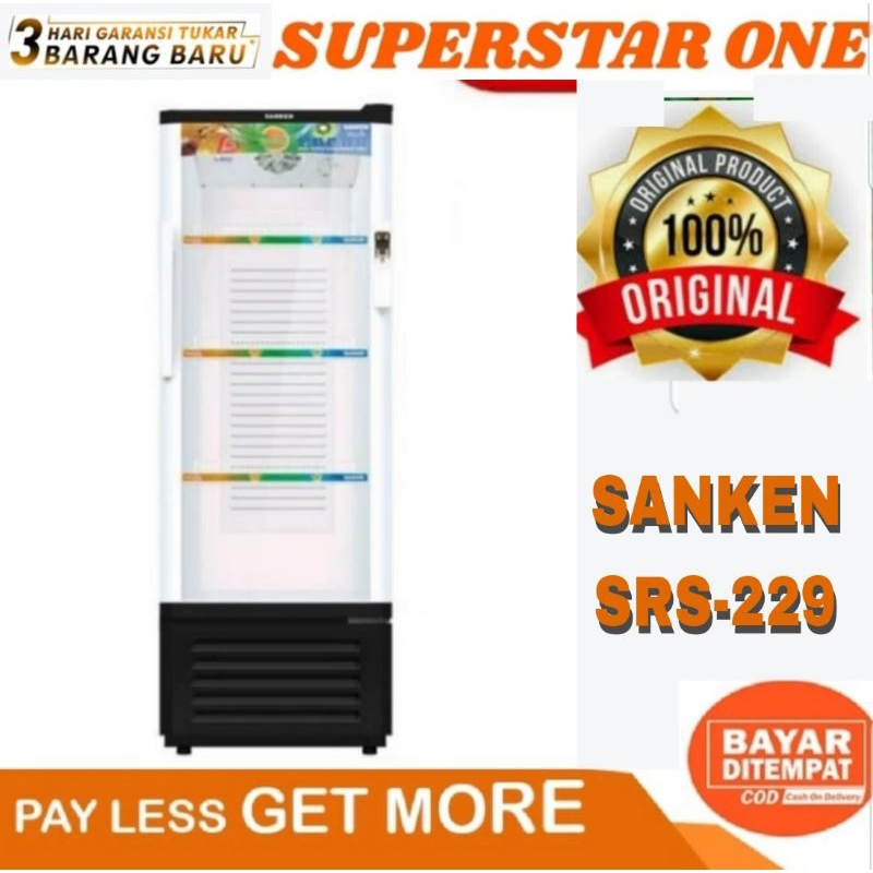 showcase Sanken 3 rak SRS 229 SRS-229 pendingin minuman cooler